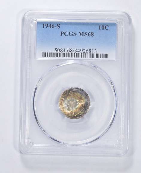 MS68 1946-S Roosevelt Dime - Toned - Graded PCGS