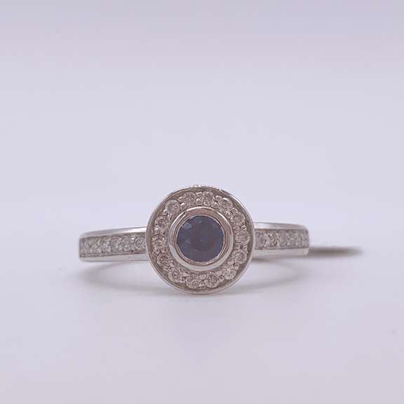 14kt Gold, Blue Sapphire, & Diamond Cocktail Ring