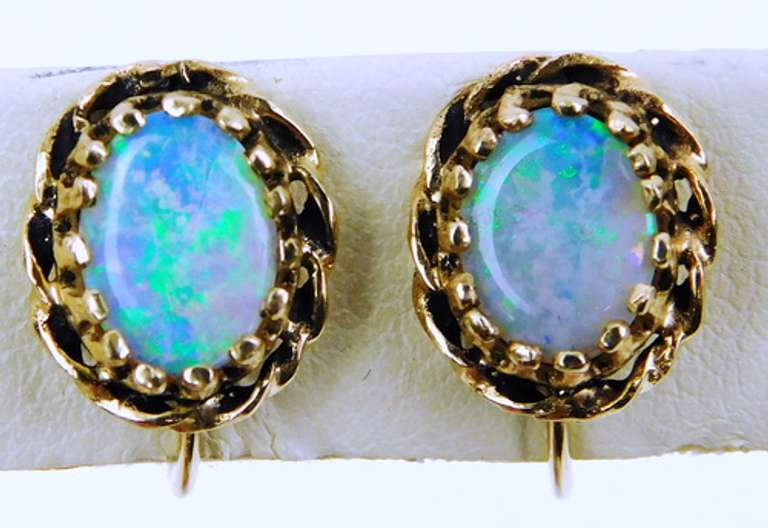 Early 14K Australian Opal Earrings