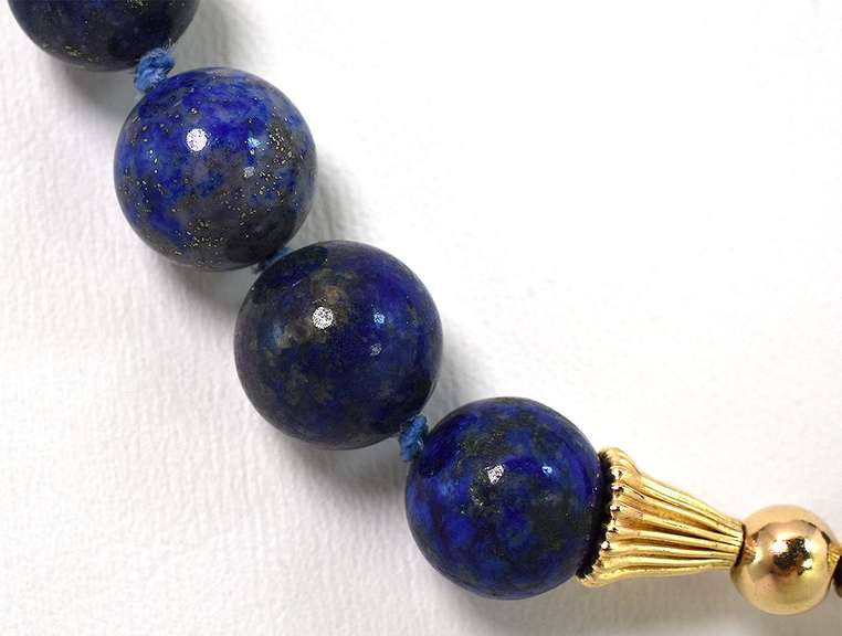 Incredible Lapis Bead Necklace in 14KT Yellow Gold