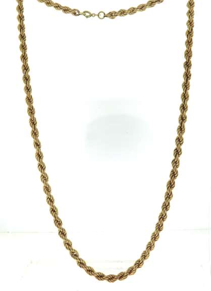 Elegant Yellow Gold Rope Chain Necklace