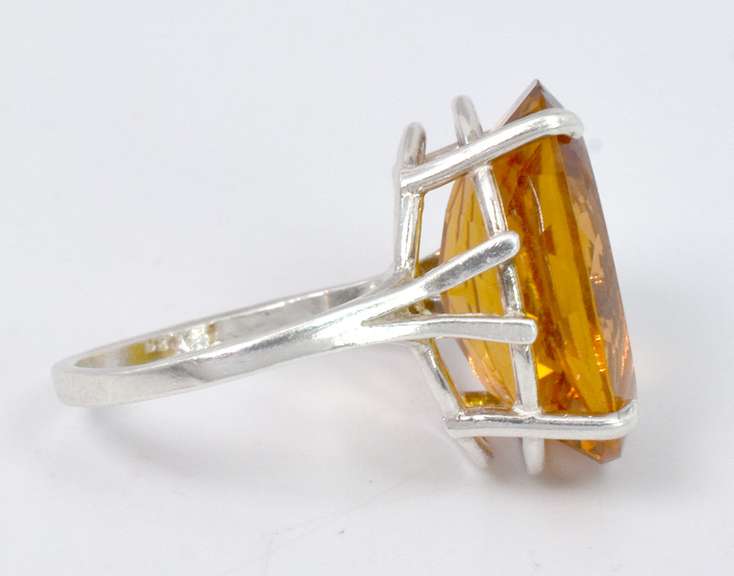 Massive 11.0CT Citrine Cocktail Ring, Sterling Silver