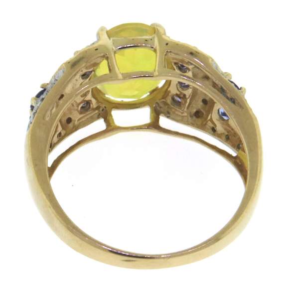 Fantastic Mexcian Fire Opal, Tanzanite and Diamond Ring