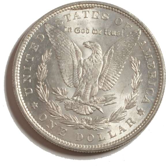 BU  1878 7 Tail Feathers Reverse of 79 Frosty White Morgan Dollar