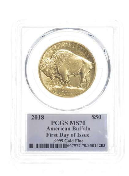 MS70 2018 $50 American Buffalo 1 Oz .999 Fine Gold Coin Signed - PCGS