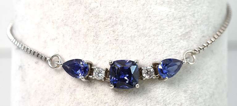 Beautiful Blue & White Crystal Bracelet in Sterling Silver