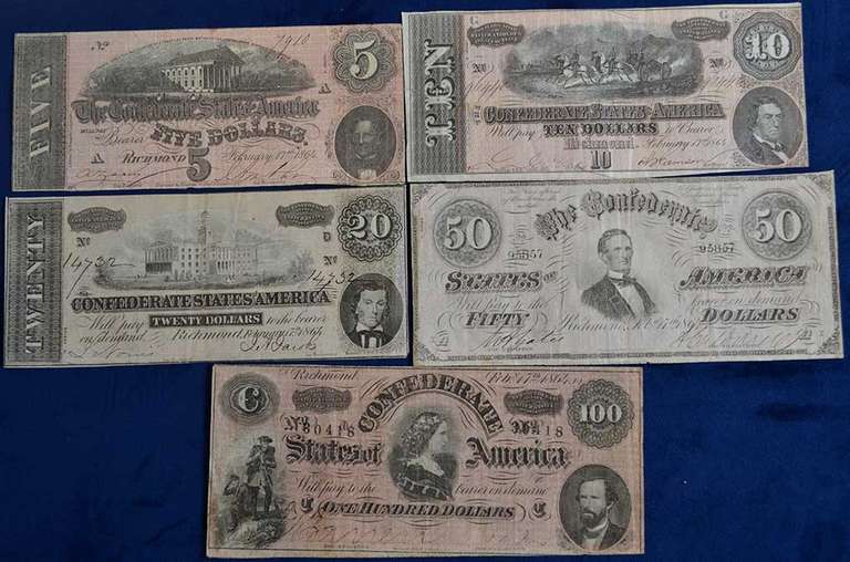 Lot Of 1864 Confederate Currency. Circulated.