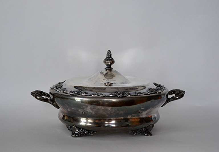 Antique Homan Silver Plate Covered Chafing Dish