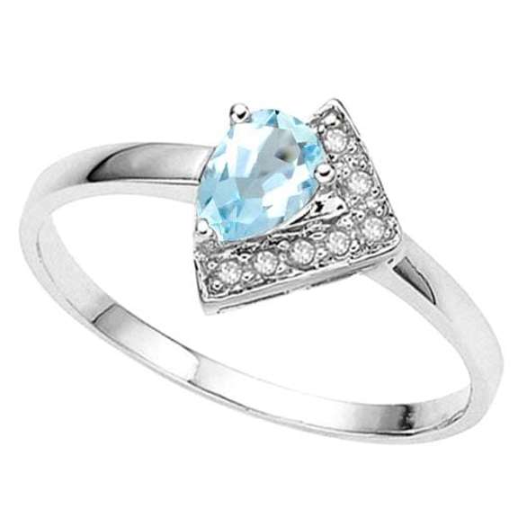 1/2 CARAT BABY SWISS BLUE TOPAZ & DIAMOND 925 STERLING SILVER RING