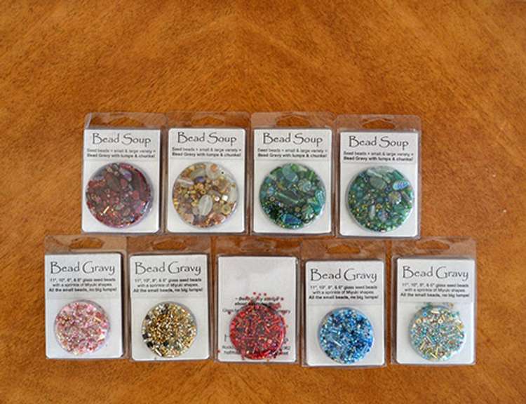 Bead Soup with Small Glass Seed Beads, Lumps and Chunks, Lot of 9 Packages