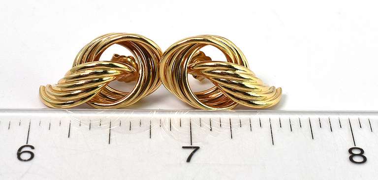 Chic Twisted Ribbon Earrings in 14KT Yellow Gold