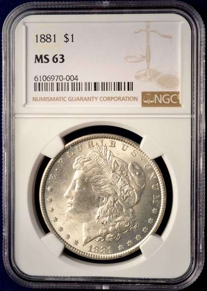 1881 Morgan Silver Dollar. NGC MS63.