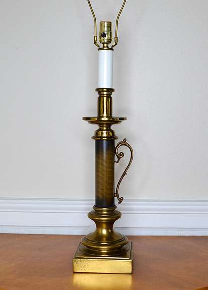 Vintage 3 Way Brass Handled Column Table Lamp