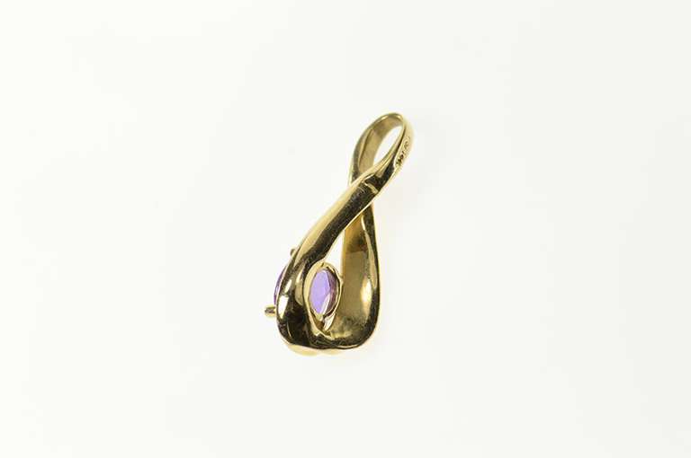 14K Yellow Gold Oval Amethyst Loop Design Drop Pendant