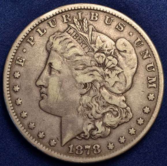 1878 Morgan Silver Dollar. 8 Tail Feathers. Circulated.