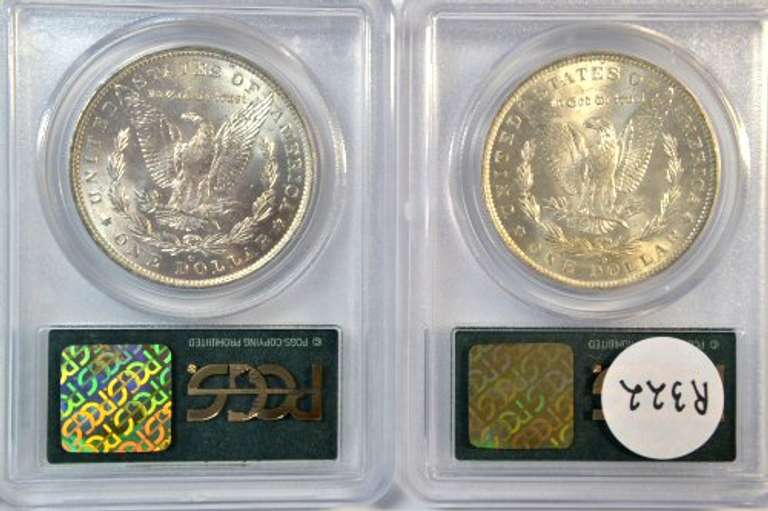 Near Gem BU 1883-O & 1884-O Morgan Dollars. Old PCGS MS64