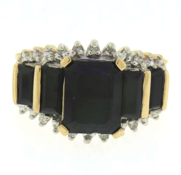 Powerful Yellow Gold Black Onyx & Diamond Ring