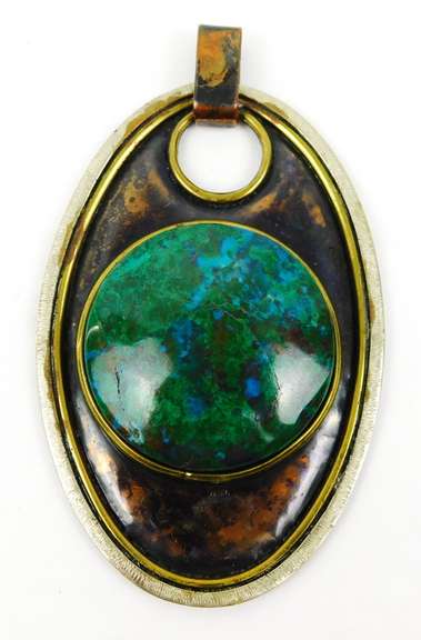 Big Mixed Metals Pendant with Huge Chrysocolla