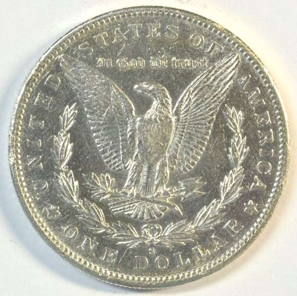 Semi-reflective 1890-S Morgan Silver Dollar. Flashy