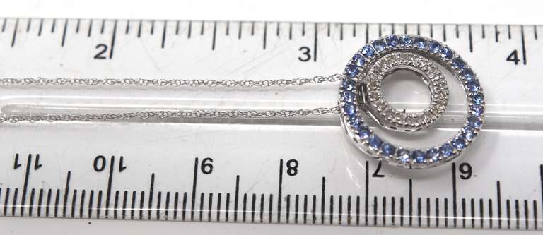 Favorite White Gold Sapphire and Diamond Double Circle Pendant on Chain