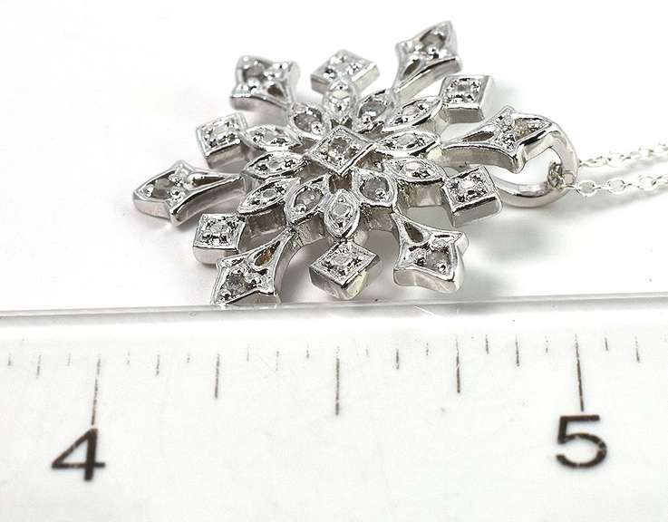Dazzling Diamond Snowflake Necklace in Sterling Silver