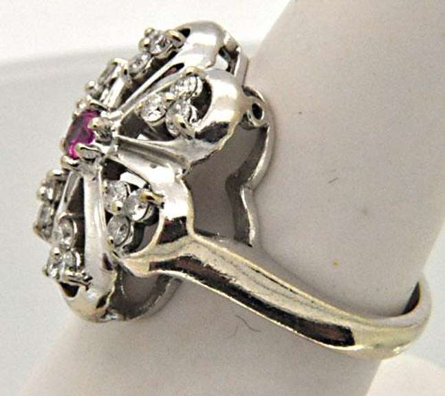 Floral Design Pink Tourmaline & Diamond Ring