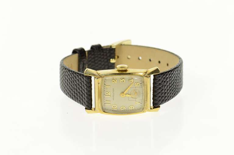 10KGF Hamilton 20.5x19.4mm Face Leather Strap Women's Watch