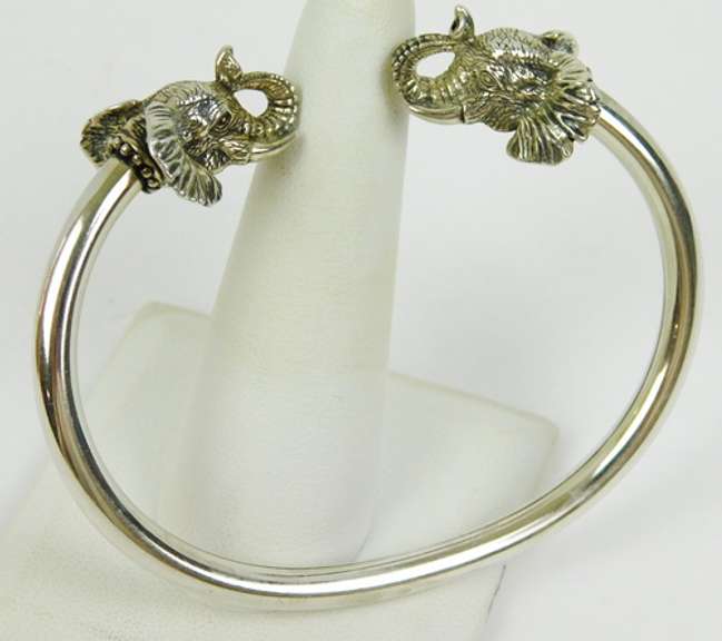 Kabana Sterling Silver Elephant Cuff Bracelet