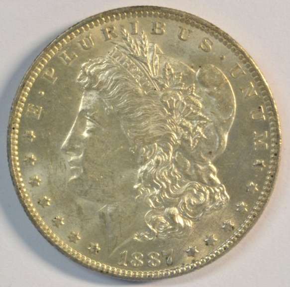Lovely BU 1887-O Morgan Silver Dollar. Better date