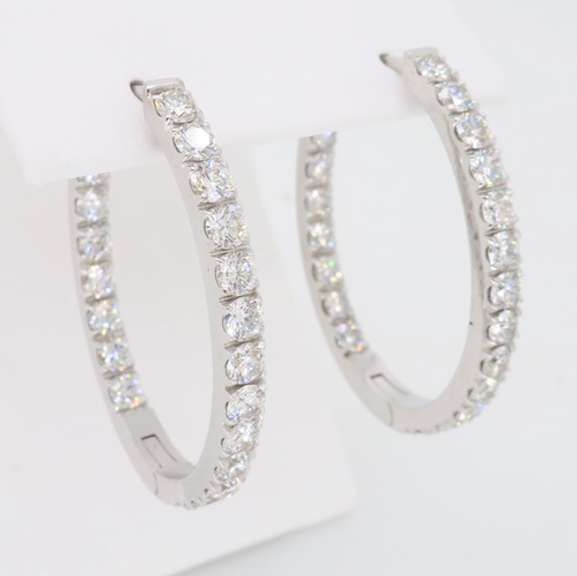 Oval Diamond Inside Out Hoop Earrings in 18k