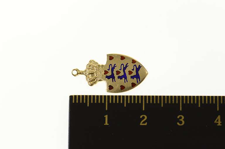 14K Yellow Gold Denmark Enamel Victorian Coat of Arms Charm/Pendant
