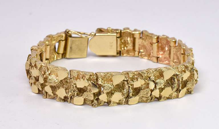 Heavy Nugget Style Bracelet, 14KT
