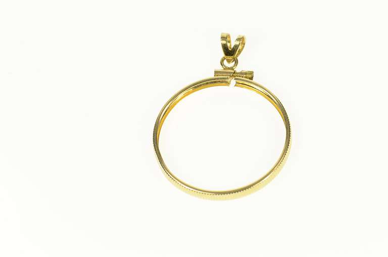 14K Yellow Gold 25.2mm $5 Gold Coin Bezel Holder Pendant