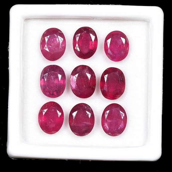 Group Lot of 9x oval Natural Ruby Gemstones- 25.00 Carats!