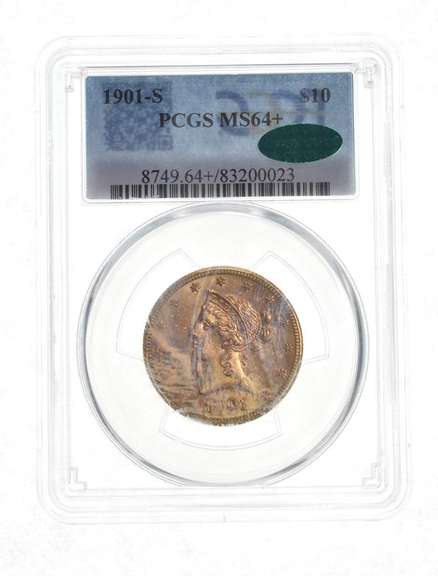 MS64+ 1901-S $10 Liberty Head Gold Eagle - CAC - Graded PCGS