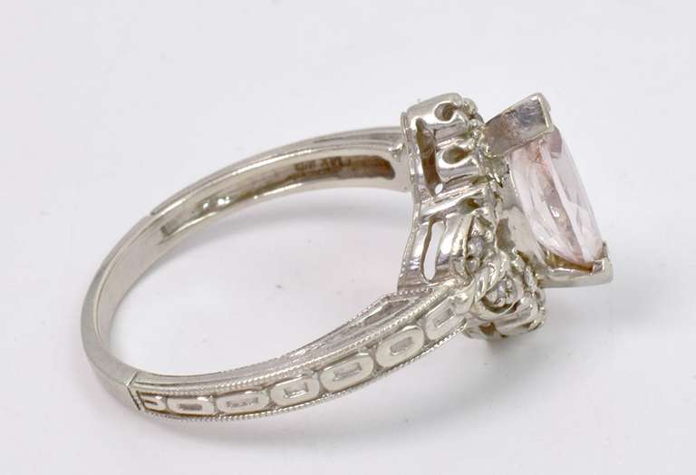 Vintage Morganite & Diamond Ring, 14KT
