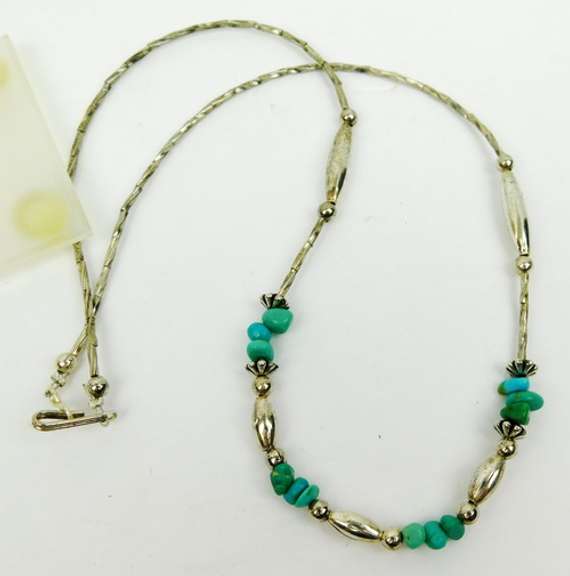 Vintage Native American Sterling Turquoise Necklace