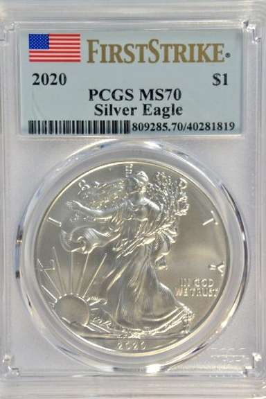 Flawless 2020 $1 American Silver Eagle. PCGS MS70 FRIST STRIKE