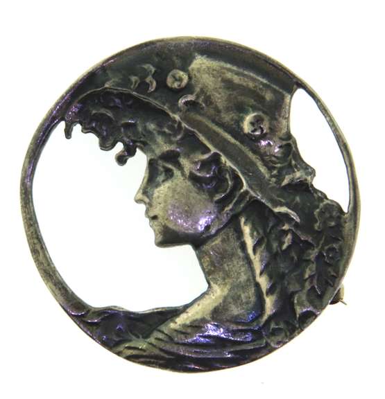 Sterling Silver Art Nouveau Cast Brooch Pin