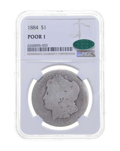 POOR 1 1884 Morgan Silver Dollar - CAC - Graded NGC