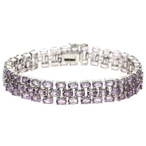 21.8ct Amethyst Three-Row Tennis Bracelet