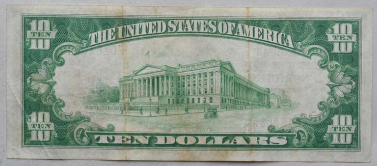 $ 10 Seaboard Citizens Bank of Virginia 1929 Series National Currency Note