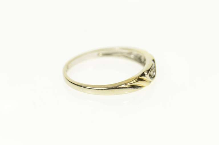 14K Yellow Gold Diamond Classic Retro Simple Wedding Band Ring