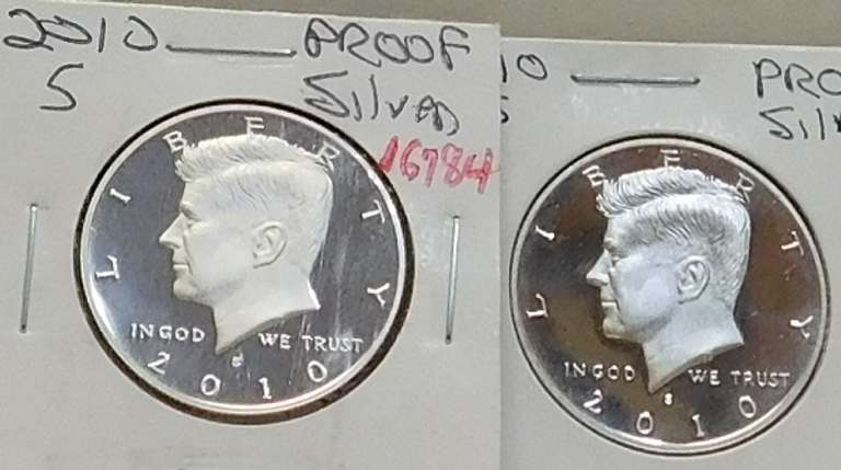 2 ea 2010-S Silver 90% PROOF Kennedy Hfs