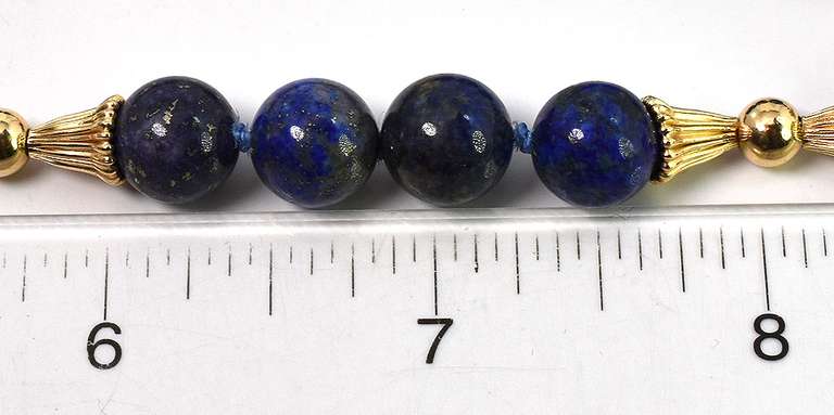 Incredible Lapis Bead Necklace in 14KT Yellow Gold