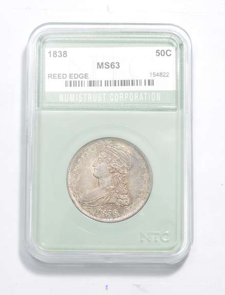 MS63 1838 Capped Bust Half Dollar - Reed Edge - Graded NTC