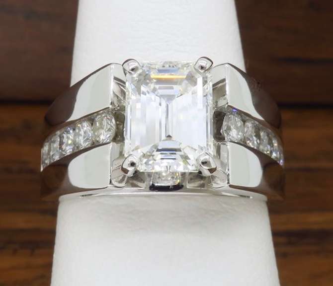 Custom GIA Certified Emerald Cut Diamond Ring