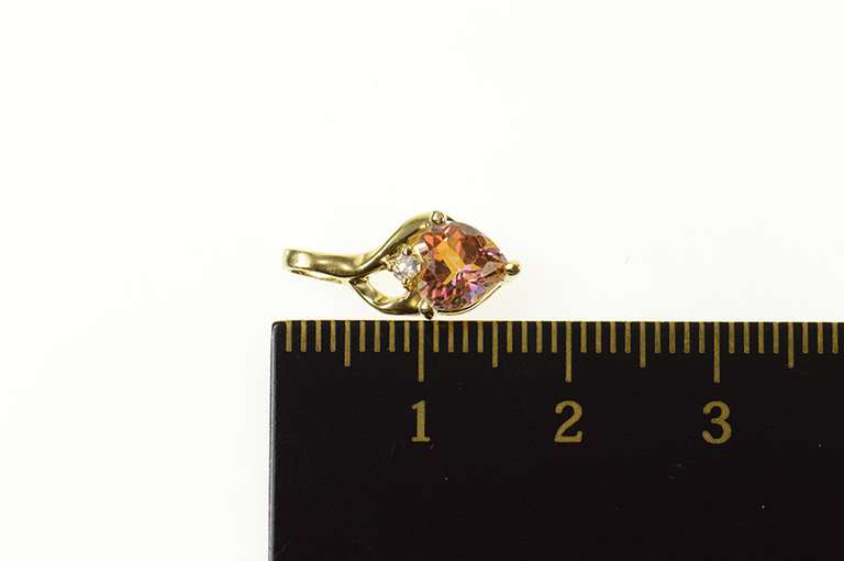 10K Yellow Gold Peach Mystic Topaz Diamond Accent Heart Pendant