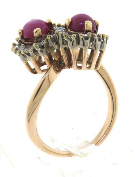 Vintage Star Sapphire and Diamond Halo Bypass Ring