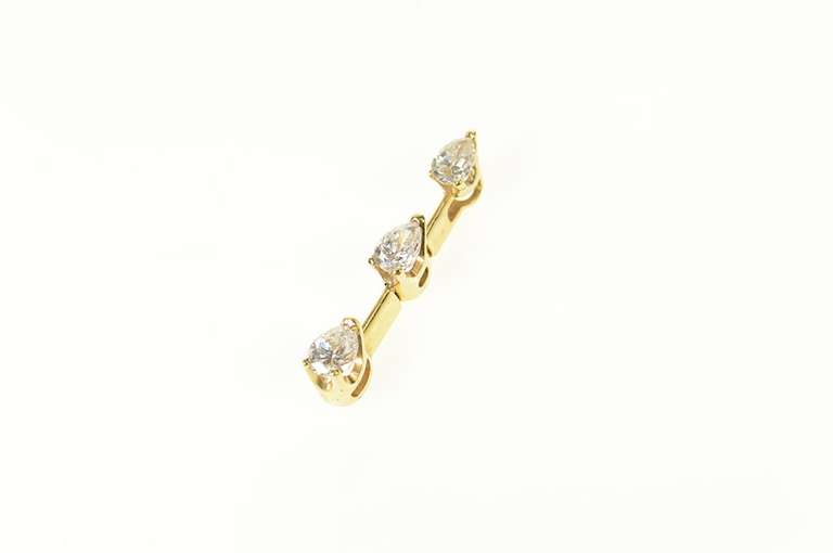 14K Yellow Gold 0.45 Ctw Tiered Pear Diamond Drop Bar Pendant